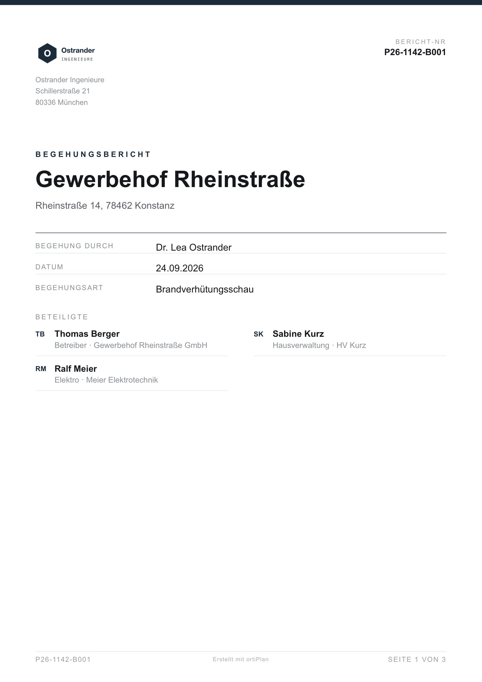 Deckblatt Ostrander Ingenieure